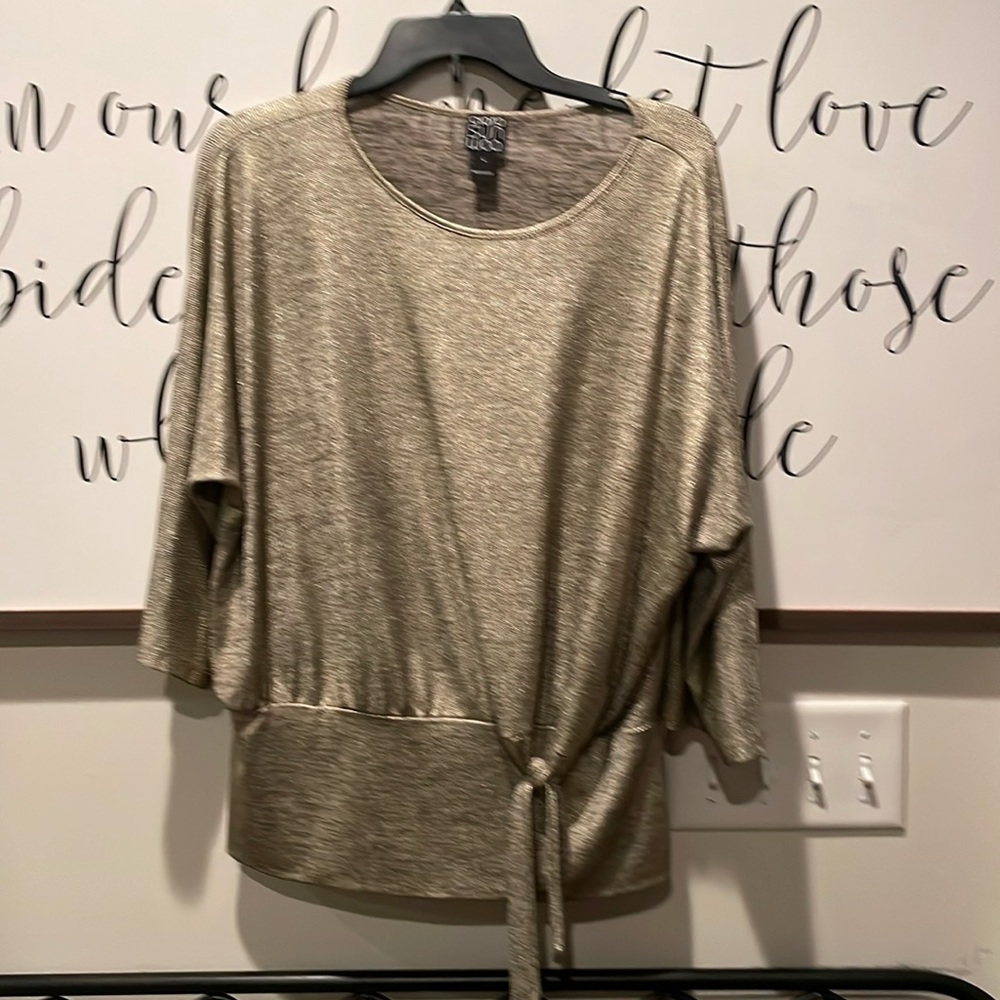 Clara Sun Woo shimmer gold and black top